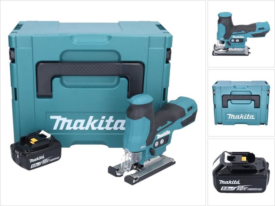 Makita DJV 185 T1J accu decoupeerzaag 18 V borstelloos + 1x oplaadbare accu 5.0 Ah + Makpac zonder oplader