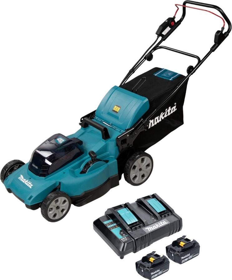 Makita DLM 480 CM2 accu grasmaaier 36 V ( 2x 18 V ) 48 cm 62 l + 2x accu 4.0 Ah + lader