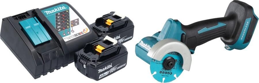 Makita DMC 300 RM accu haakse slijper 18 V 76 mm borstelloos + 2x accu 4.0 Ah + lader