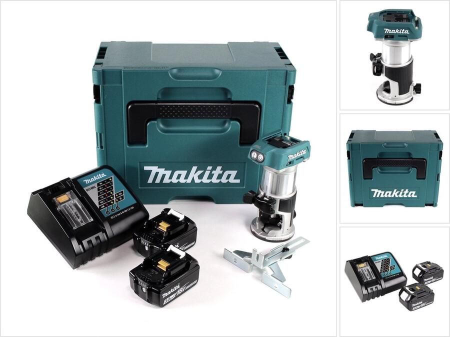 Makita DRT 50 RFJ accu multifunctionele bovenfrees borstelloos 18V + 2x accu 3.0 Ah + snellader in Makpac 3