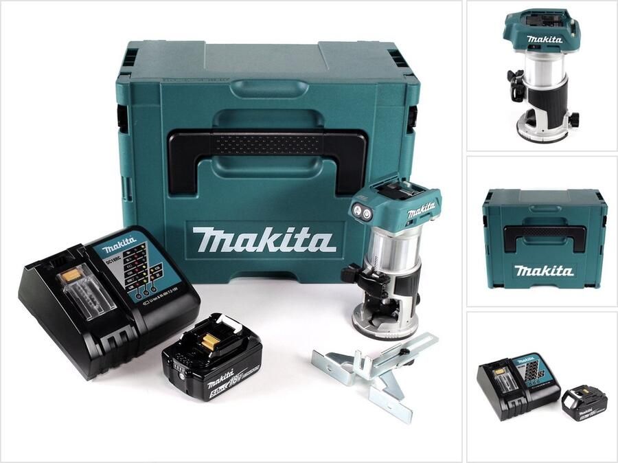 Makita DRT 50 RT1J accu multifunctionele bovenfrees borstelloos 18V + 1x accu 5.0 Ah + snellader in Makpac 3