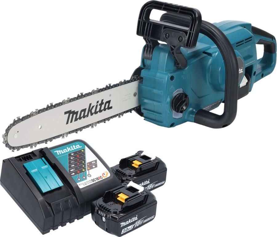 Makita DUC 357 RF2X3 accu-kettingzaag 18 V 35 cm borstelloos + 2x accu 3.0 Ah + lader