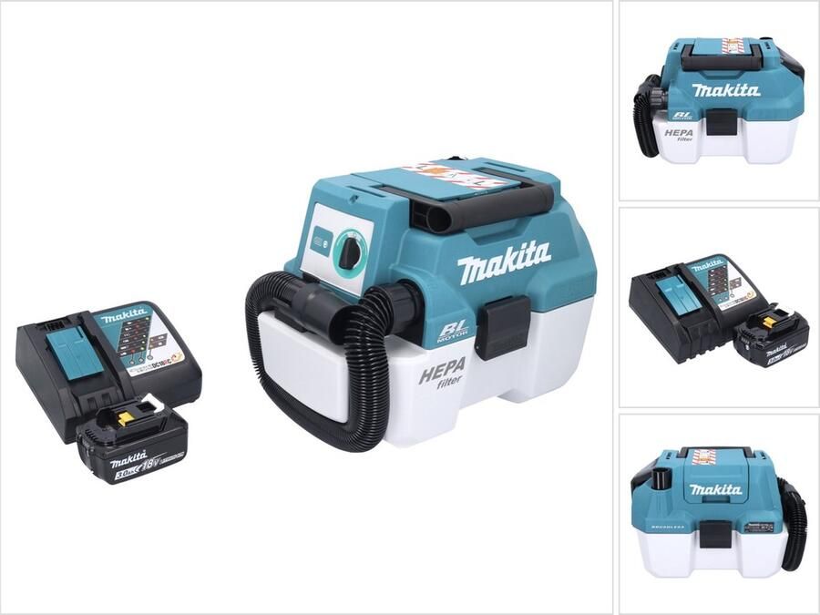 Makita DVC 750 LRF1 accu stofzuiger LXT 18 V 67 mbar 7 5 l borstelloos + 1x oplaadbare accu 3 0 Ah + lader