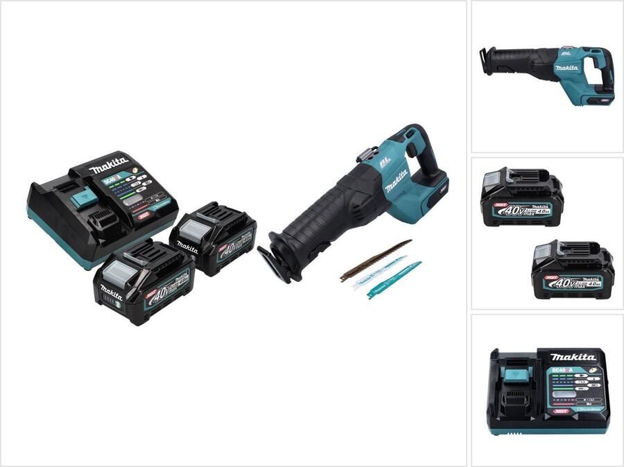 Makita JR 001 GM2 Accu Reciprozaag 40 V max. borstelloze reciprozaag XGT + 2x accu 4.0 Ah + lader zonder koffer