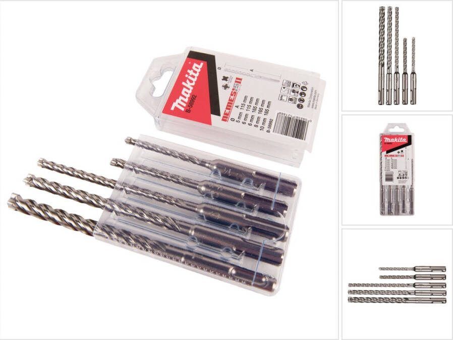 Makita NEMESIS II B-58992 Spiraalboorset 5-delig 5 mm 6 mm 8 mm 10 mm SDS-Plus 1 set(s)