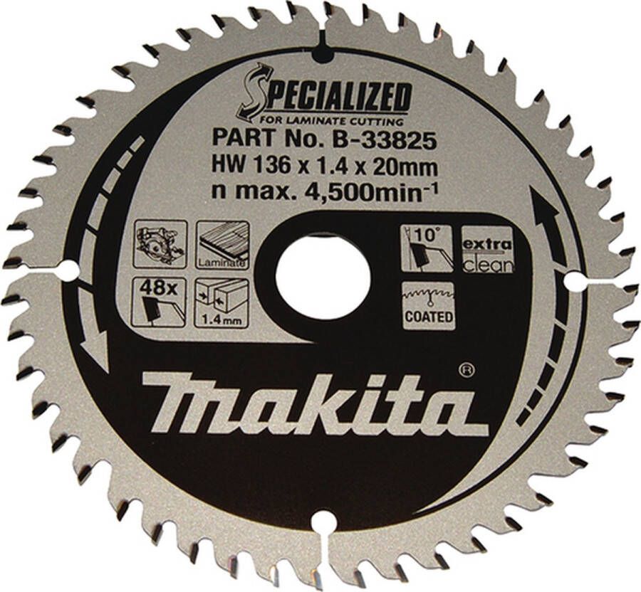 Makita Cirkelzaagblad voor Laminaat Specialized Ø 136mm Asgat 20mm 48T B-33825