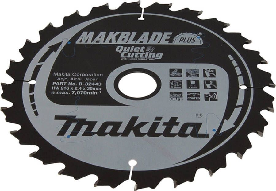 Makita B-32443 MAKBLADE PLUS tafel- afkort- en verstekzaagblad-216x30 mm 24T