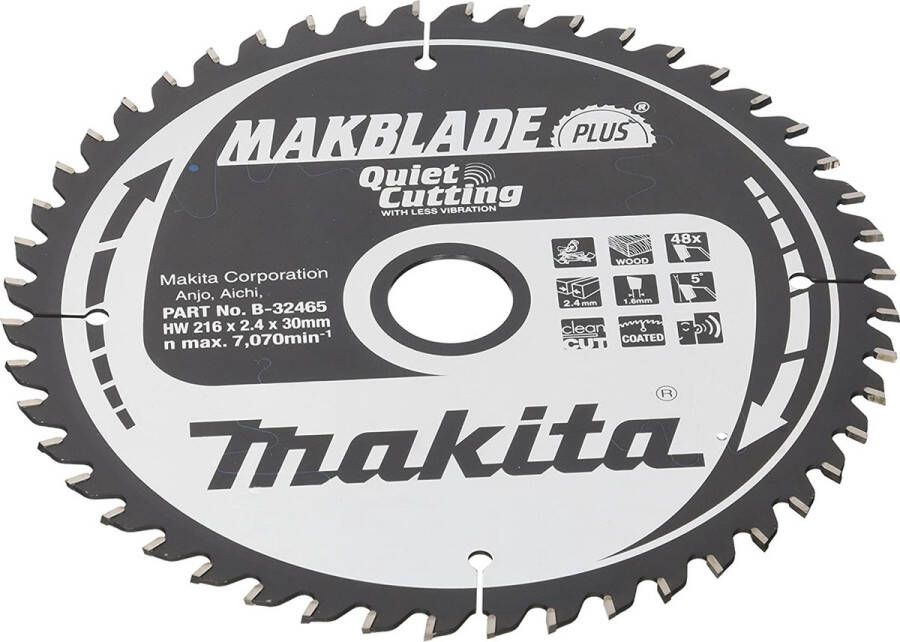 Makita B-32465 MAKBLADE PLUS tafel- afkort- en verstekzaagblad-216x30 mm 48T