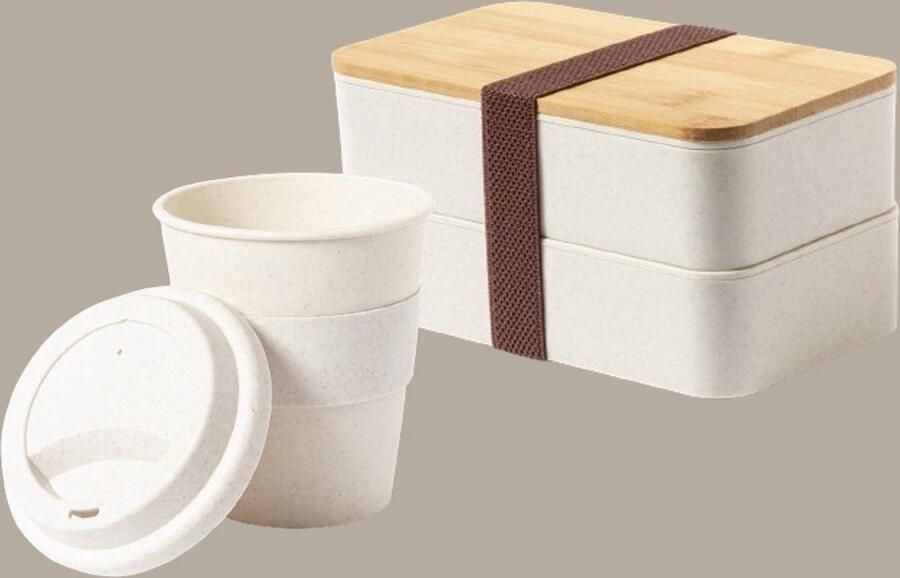 Makito Benelux OneTrippel Lunchbox met Koffiebeker Broodtrommel Koffiebeker To Go Lunchbox volwassenen Set van 2