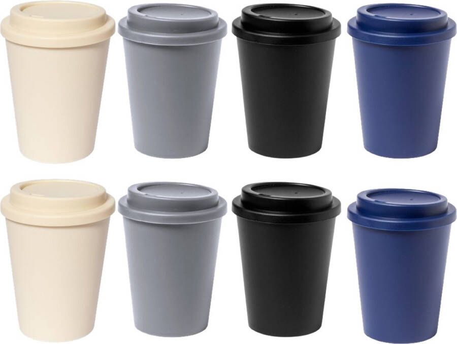 Makito Benelux OneTrippel Herbruikbare koffiebekers 300 ml Koffiebekers to go Coffee to go Beker To Go Gecertificeerd food grade kunststof 8 stuks