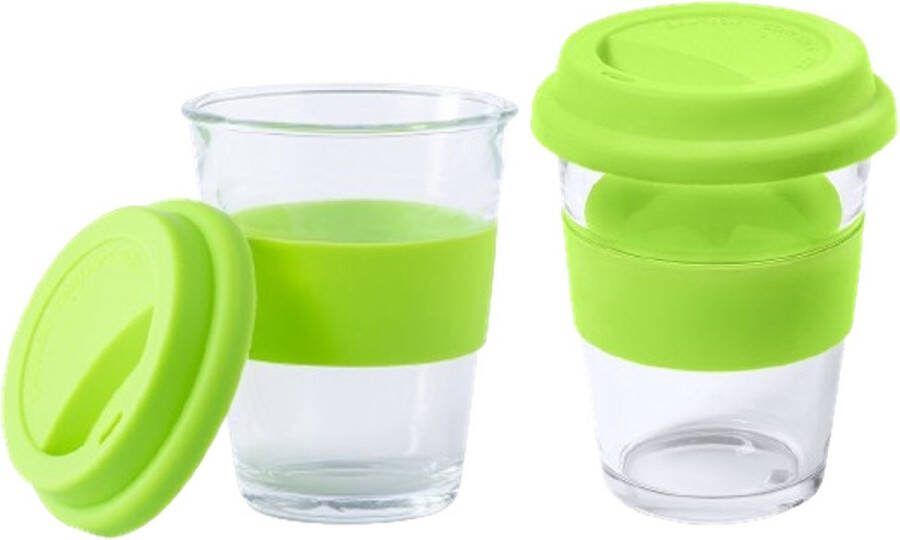 Makito Benelux Onetrippel Koffiebeker To Go Koffiebeker Glazen Beker Groen 350 ml 2 stuks