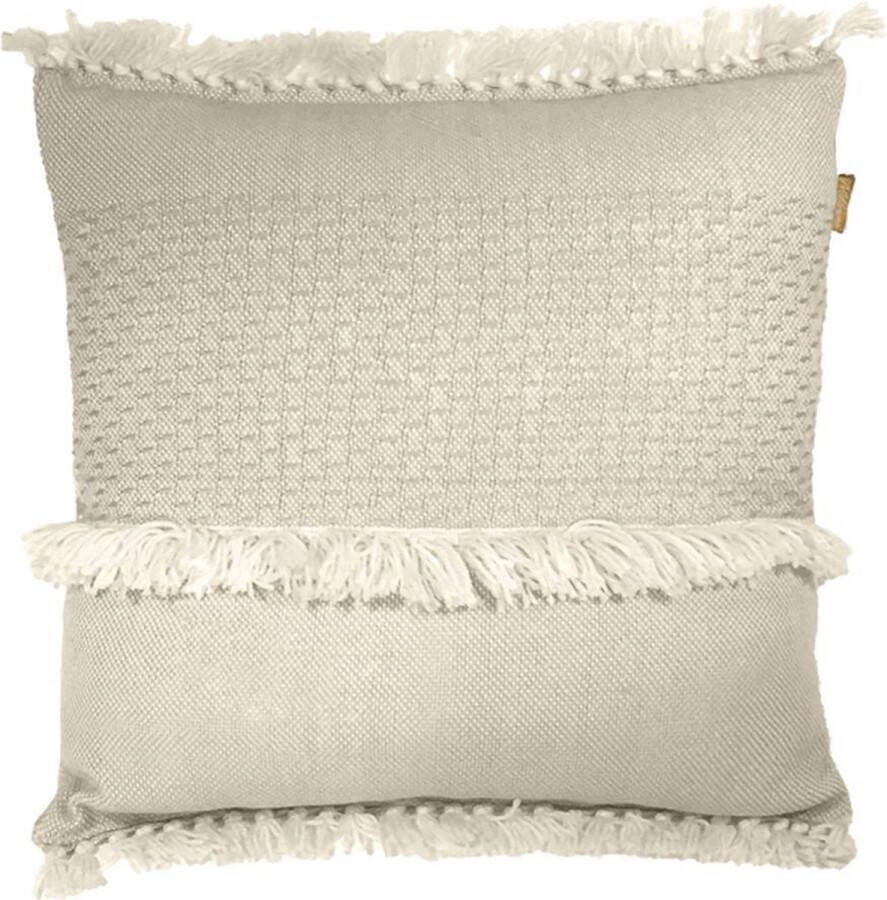 Malagoon Sierkussen Offwhite Fringe White 50 Cm X 50 Cm