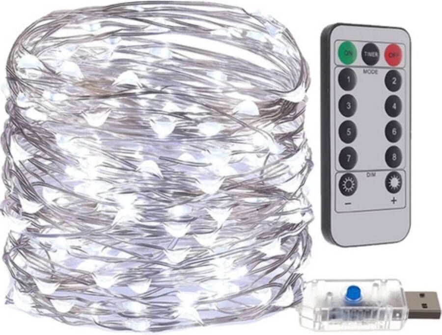 Malatec Kerstverlichting Kerstboomverlichting Lichtsnoer 300 Led Lampjes USB Aansluiting Koud Wit