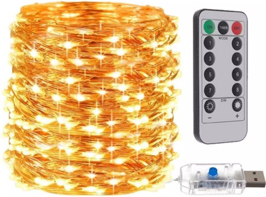 Malatec Kerstverlichting Kerstboomverlichting Lichtsnoer 300 Led Lampjes USB Aansluiting Warm Wit