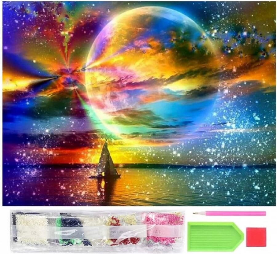 Malatec Diamond Painting Set Zeilboot Zonsondergang 30 x 40 Kado Tip !!