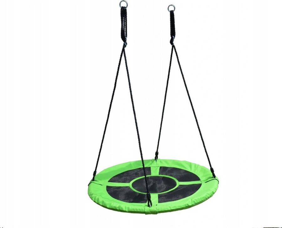 HBM machines Nestschommel XXL Buitenspeelgoed Ø 120CM Hammock Slinger schommel- Nest Schommel 160 KG Belasting Groen Zwart Voor Kinderen en Volwassenen