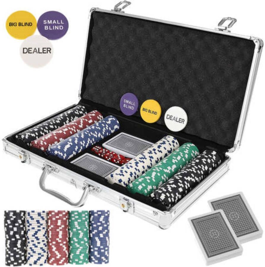 Malatec Poker Set met 300 Chips Compleet en Veilig in Aluminium Koffer