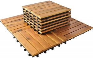 Malatec Terrastegels set van 10 kliktegels 30x30cm hout