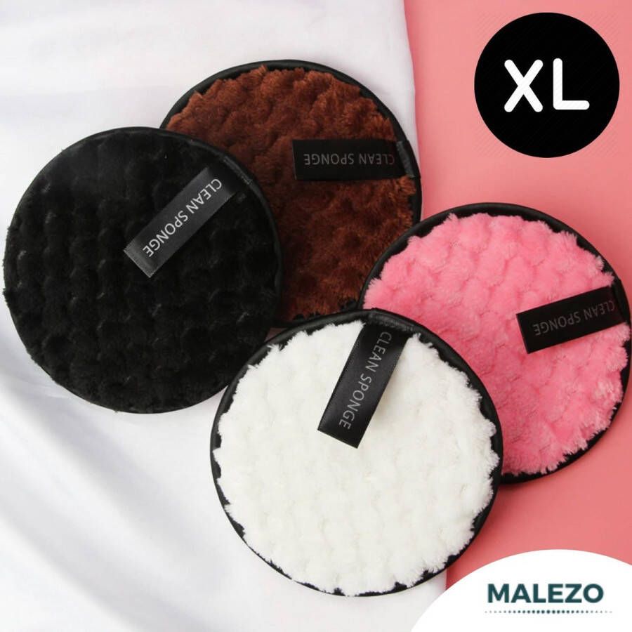 MALEZO Premium Products 4 XL Herbruikbare Wattenschijfjes Zero Waste Wasbare Wattenschijfjes Duurzame Wattenschijfjes Make Up Pads