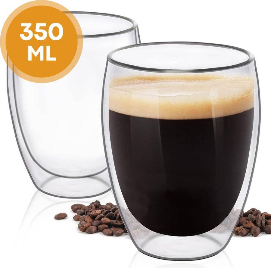 Malmoo Latte Macchiato Glazen 350mL 2 stuks Dubbelwanding Theeglazen Cappuccino glazen