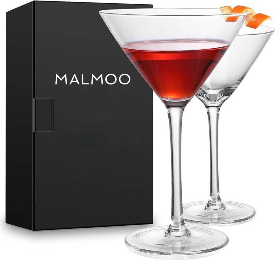 Malmoo Martini Glazen Cocktailglazen Set van 2 Cadeauverpakking Kristalglas