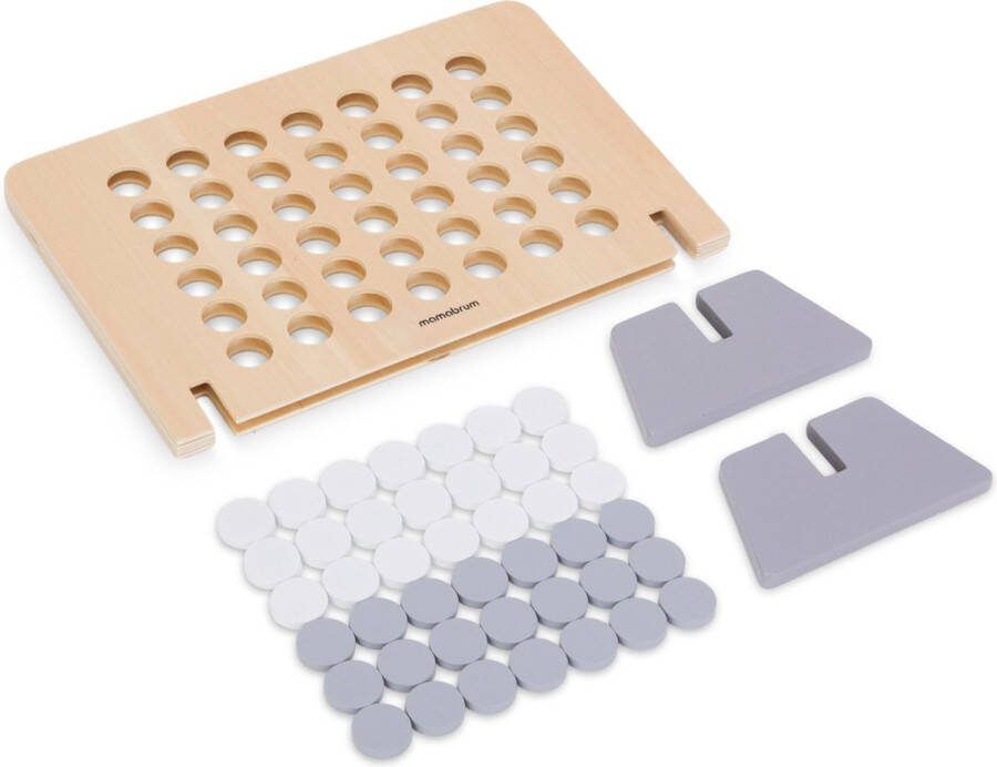 Mamabrum 4 op een rij puzzelspel stevig bord zachte kleuren bordspel 42 schijven leerplezier voor kinderen eenvoudige spelregels houten memoryspel