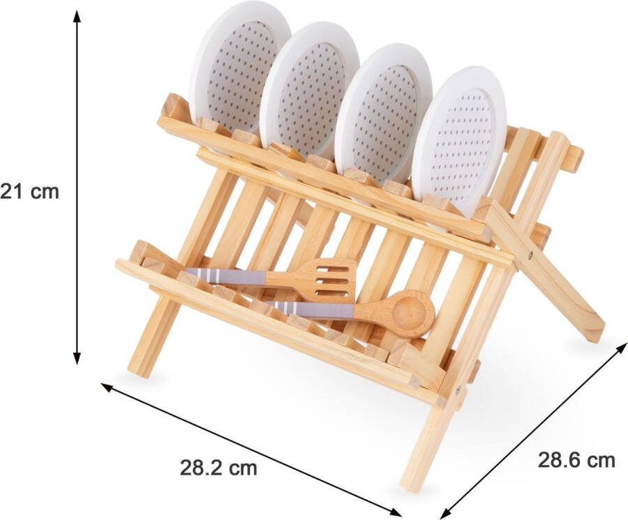 Mamabrum houten keukenaccessoires voor kinderen set opvouwbare droger potten deksels borden spatel lepels messen speelkeukenaccessoires keukenspeelgoed voor kinderen