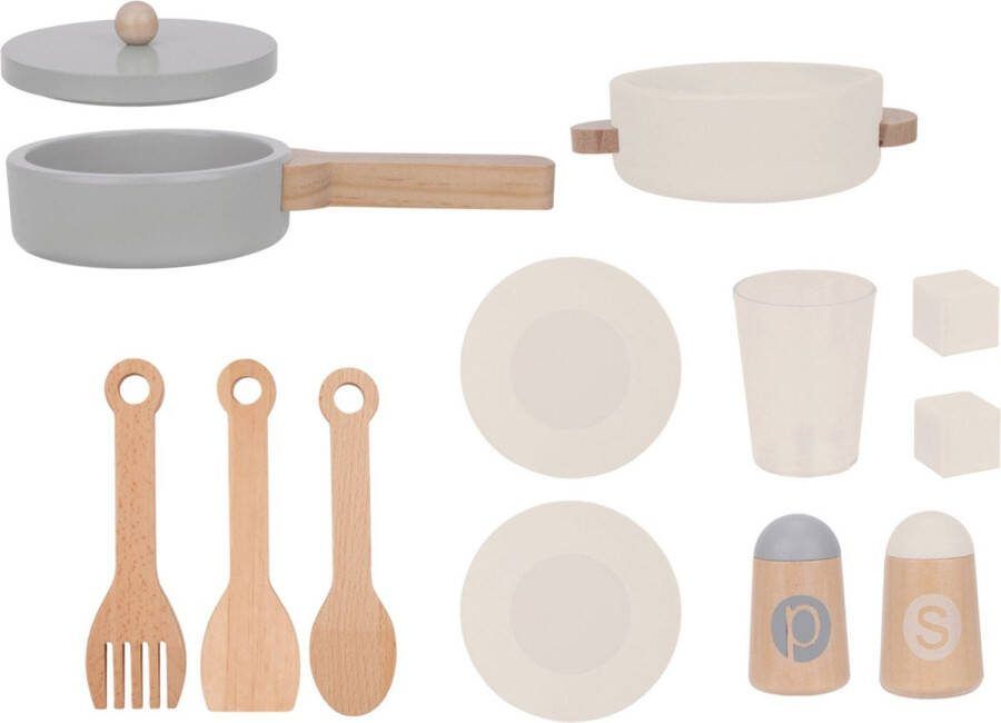 Mamabrum Houten kinderkeuken 3+ groot interactief hoekfornuis XXXL keukenset met koelkast magnetron wastafel oven vaatwasser en accessoires