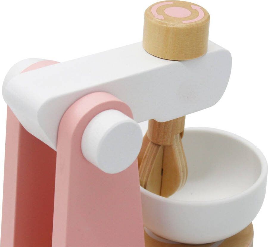 Mamabrum Houten Mixer met Kinderaccessoires Peuter Speelgoedmixer Kinderkeuken Accessoires Koken Speelset: Blender Accessoires en Koekjes (Roze)