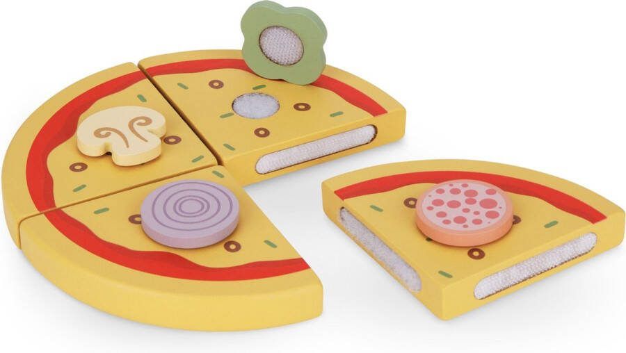 Mamabrum houten pizzabakset houten pizzaoven pizzastukken plakjes met ingrediënten pizzaspatel beweegbare pizzasnijder houten pizza kinderen