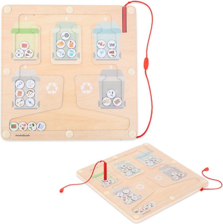 Mamabrum magnetische puzzel recycling 5 afvalcontainers afval scheiden ondersteunt cognitieve ontwikkeling voor een kind ouder dan 3 jaar afval sorteren