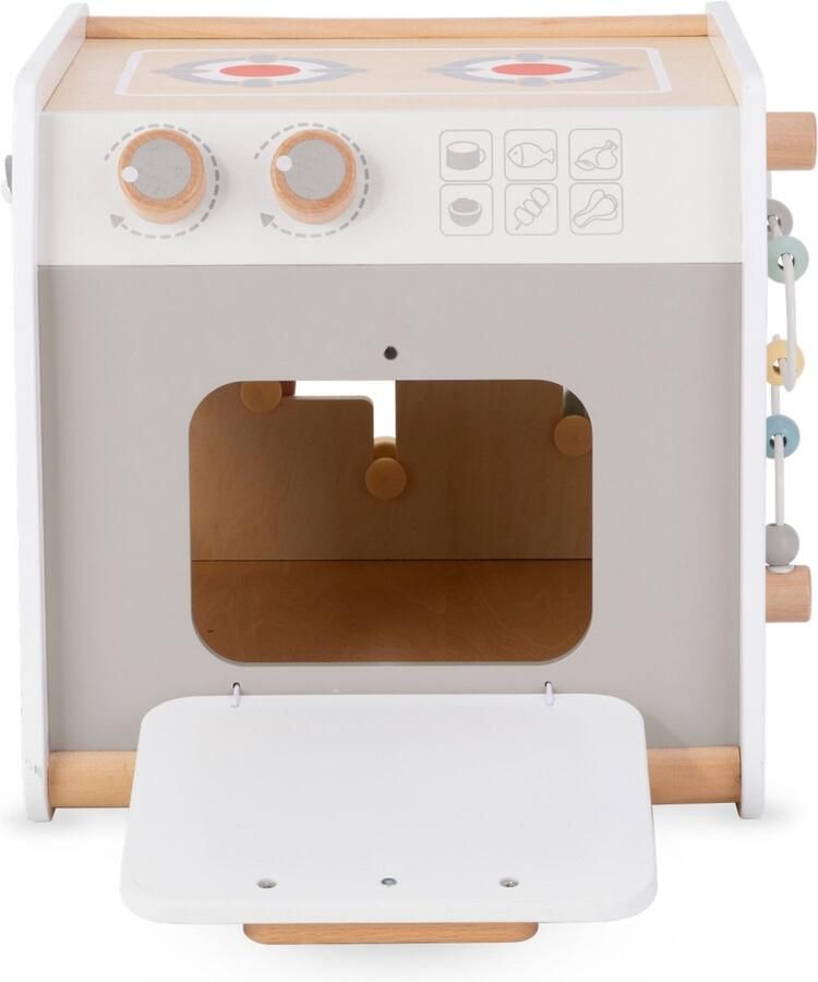 Mamabrum houten keuken educatieve kubus houten keuken kookpot potdeksel koekenpan spatel lepel sneetje brood speelkeuken kinderpoppenkeuken
