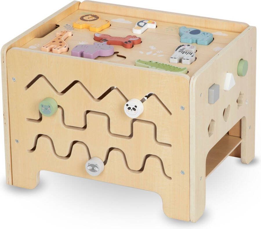 Mamabrum Montessori Houten Kinderspeelgoed vroeg onderwijsspeelgoed zitje kinderspeelbank 2+ telraam vormsorter spiegel dierenglijder