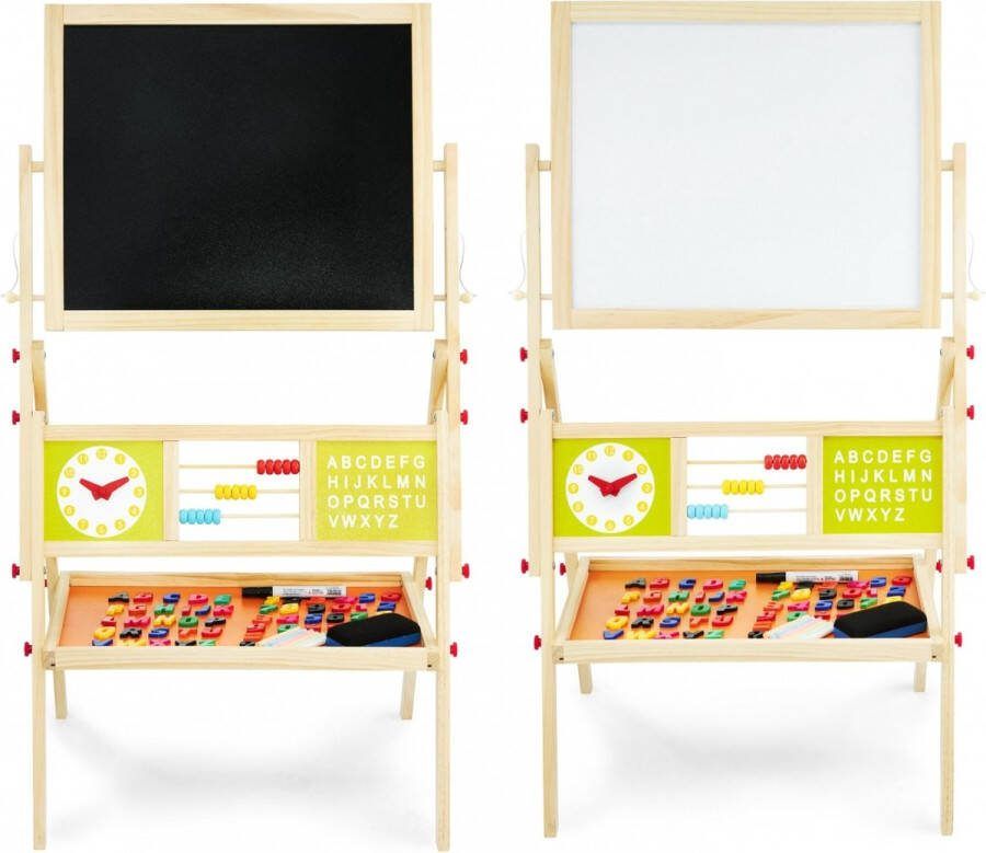 Mamabrum Schoolbord krijtbord magneetbord whiteboard magnetisch tekenbord krijtbordjes voor kinderen en kinderkamer met magnetische letters huis magneetborden staand krijtbordje magneet groot peuter dubbelzijdig tekenborden magneten