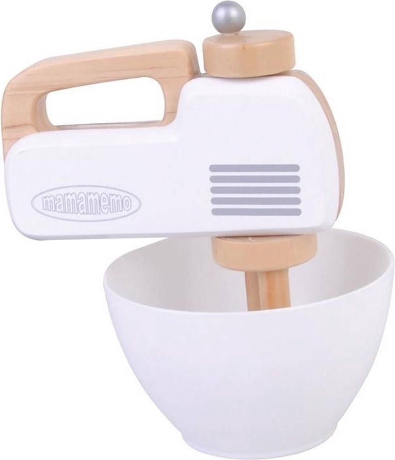 Mamamemo Handmixer Hout 13 X 6 X 10 Cm Wit