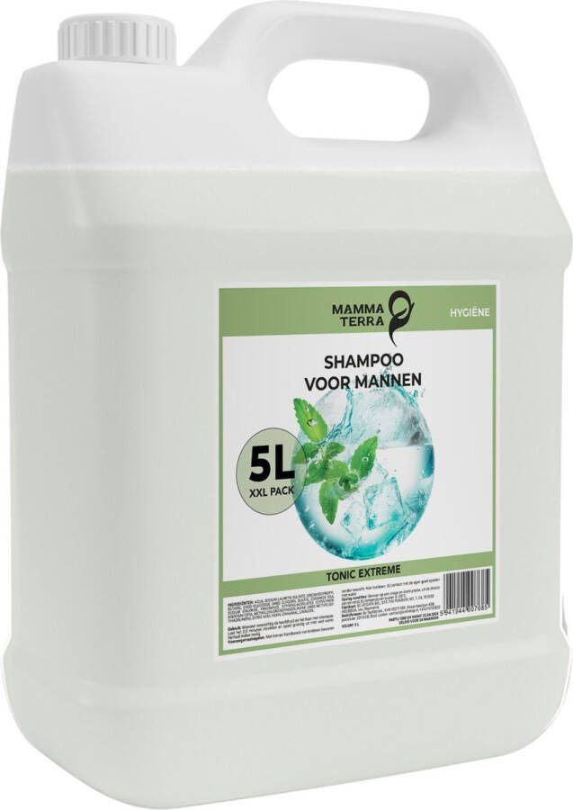 Mamma Terra Shampoo voor Mannen Geur: Tonic Extreme Fosfaatvrij Geen microplastic Zonder zware metalen Neutrale pH Vol: 5 L Voordeelverpakking