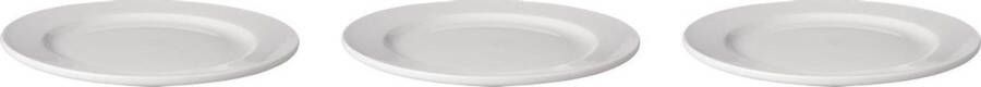 Mammoet Bord brede rand Budgetline 24.5 cm Wit Porselein 3 stuks