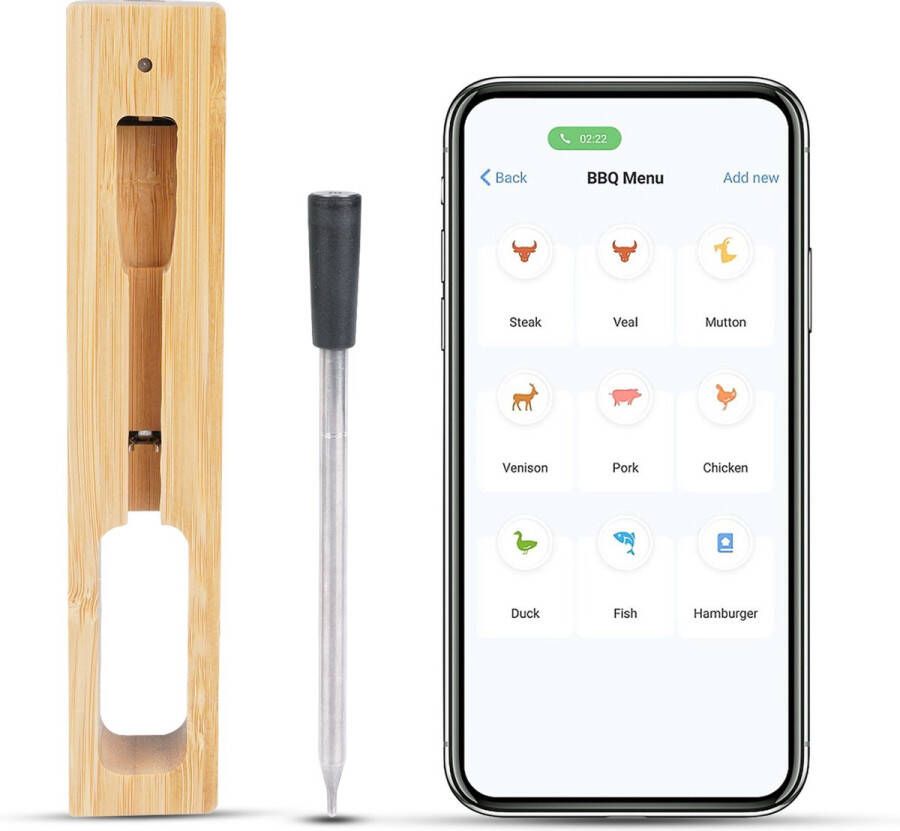 Mancor Vleesthermometer Met Bluetooth en App BBQ Accessoires Thermometer Keukenthermometer Digitaal