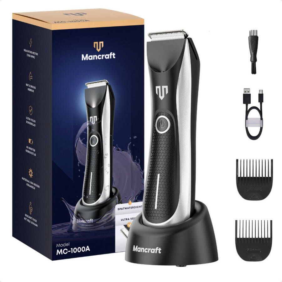 Mancraft Bodygroomer Mannen Extra Veilig Waterdicht Met Opzetkammen Trimmer voor Lichaam en Schaamstreek Schaamhaar Trimmer