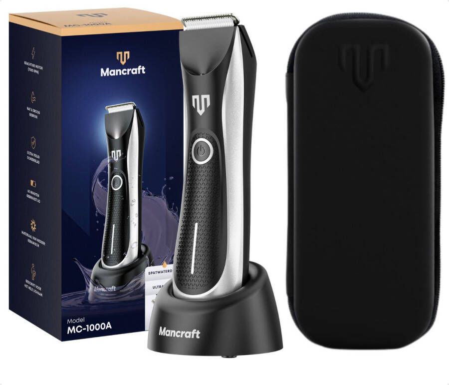 Mancraft Bodygroomer Mannen Extra Veilig Waterdicht Trimmer voor Lichaam en Schaamstreek Schaamhaar Trimmer Met Reisetui
