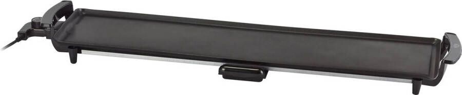 Mandine Bakplaat XXL MPXL2000-21 Plancha Met regelbare thermostaat Anti-aanbaklaag Grillplaat elektrisch 90 cm Voor 8 tot 10 personen 1800 W Zwart