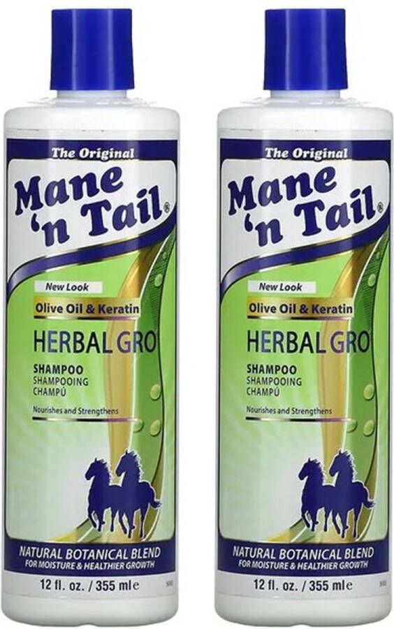 Mane `n Tail MANE ´N TAIL Shampoo Herbal Gro – Olijfolie en Kruiden 2 X 355 ml