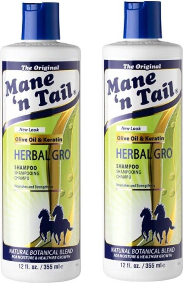 Mane 'n Tail MANE ´N TAIL Shampoo Herbal Gro – 2 pak – Olijfolie en Kruiden Volume Glans