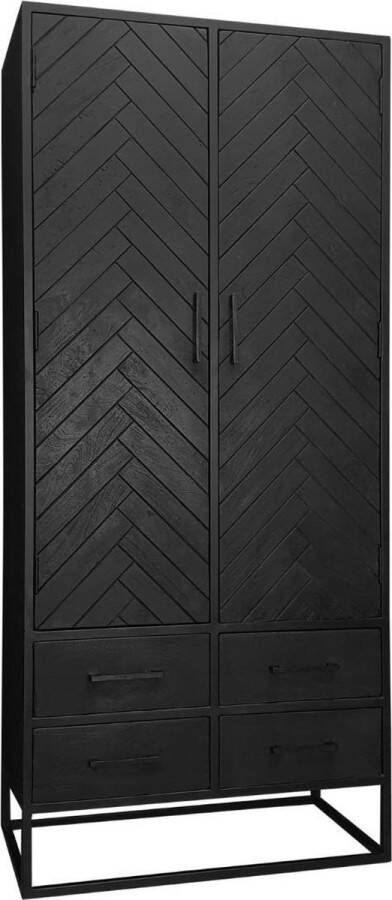 Mangohout Online Mangohouten Kast New York 90 cm Mahom Industrieel Vitrinekast van Mangohout & Metaal Industriële Buffetkast