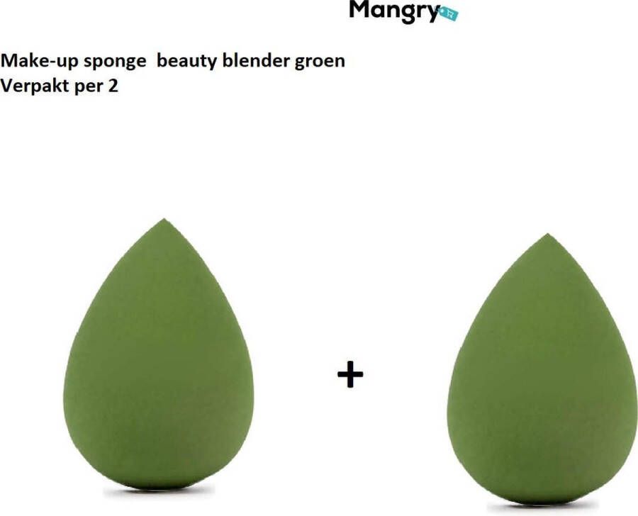 Mangry Beautyblender Beauty Blender Make Up Spons Latex vrij Make-Up Sponsje Makeup Sponge Make-up ei Groen