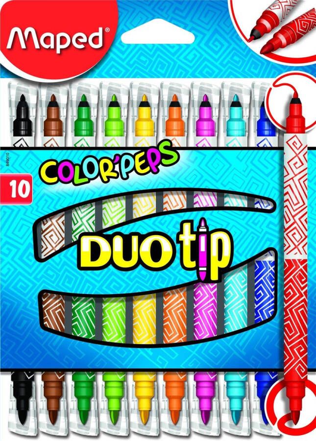 Maped Office Color'Peps goed uitwasbare viltstift DUO TIP in ophangdoos x 10