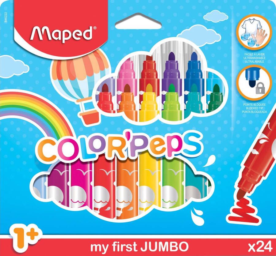 Maped Office COLOR'PEPS goed uitwasbare viltstift EARLY AGE in ophangdoos x 24