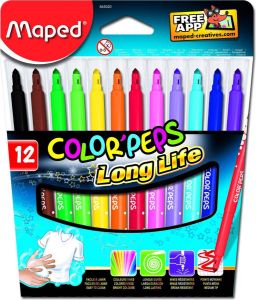 Maped Viltstift Color&apos;Peps 12 stiften in een kartonnen etui