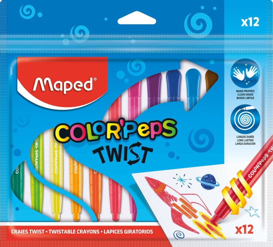 Maped Office Color'Peps Twist kleurkrijt x12 in hersluitbaar etui