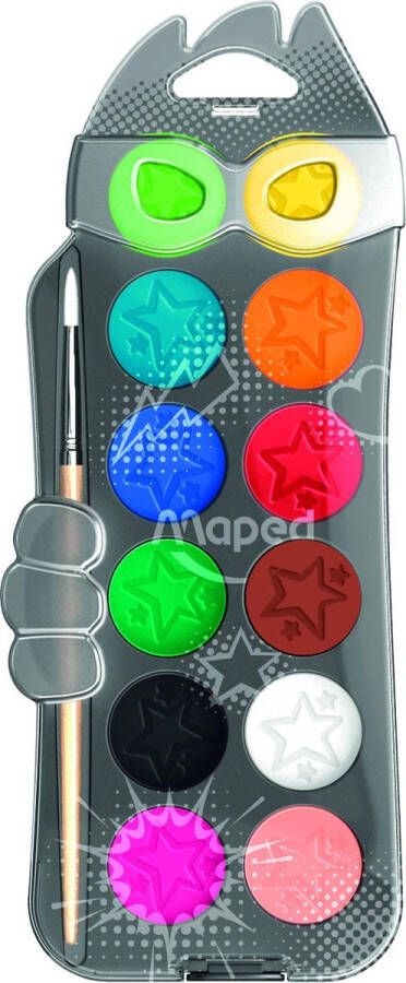 Maped Office Color'peps waterverf napjes 30 mm box x 12 + 1 penseel